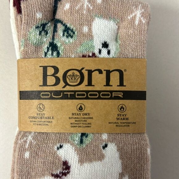 BORN Outdoor White Tan Burgundy White US W 4-10 Super Soft Wool Blend Socks 4pk - Picture 6 of 8